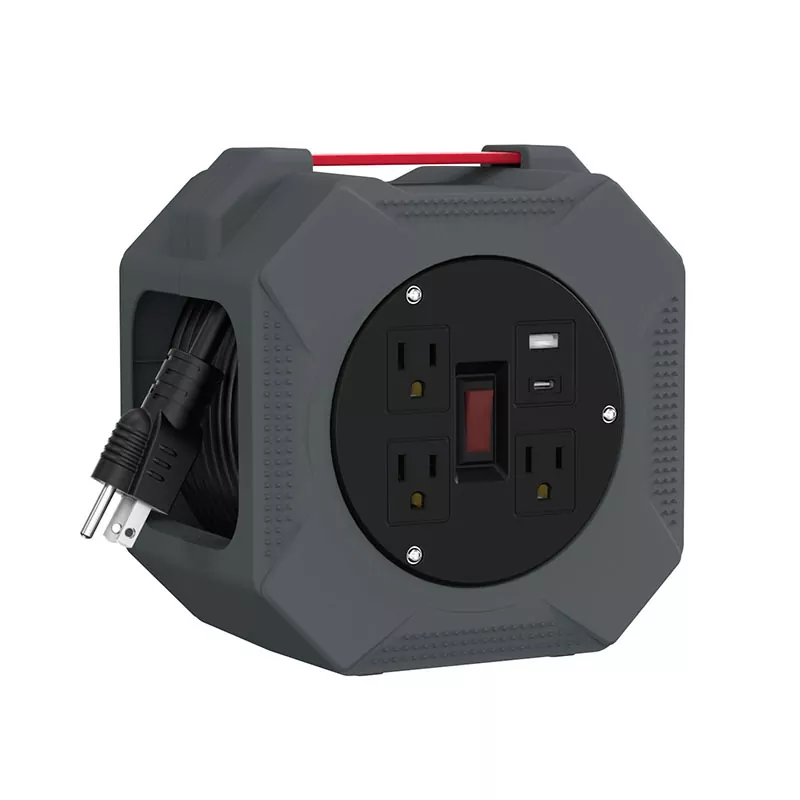 3 розетки Usb2.4a, пластиковая катушка для шнура, 30 футов 3 розетки Usb2.4a, пластиковая катушка для шнура, 30 футов